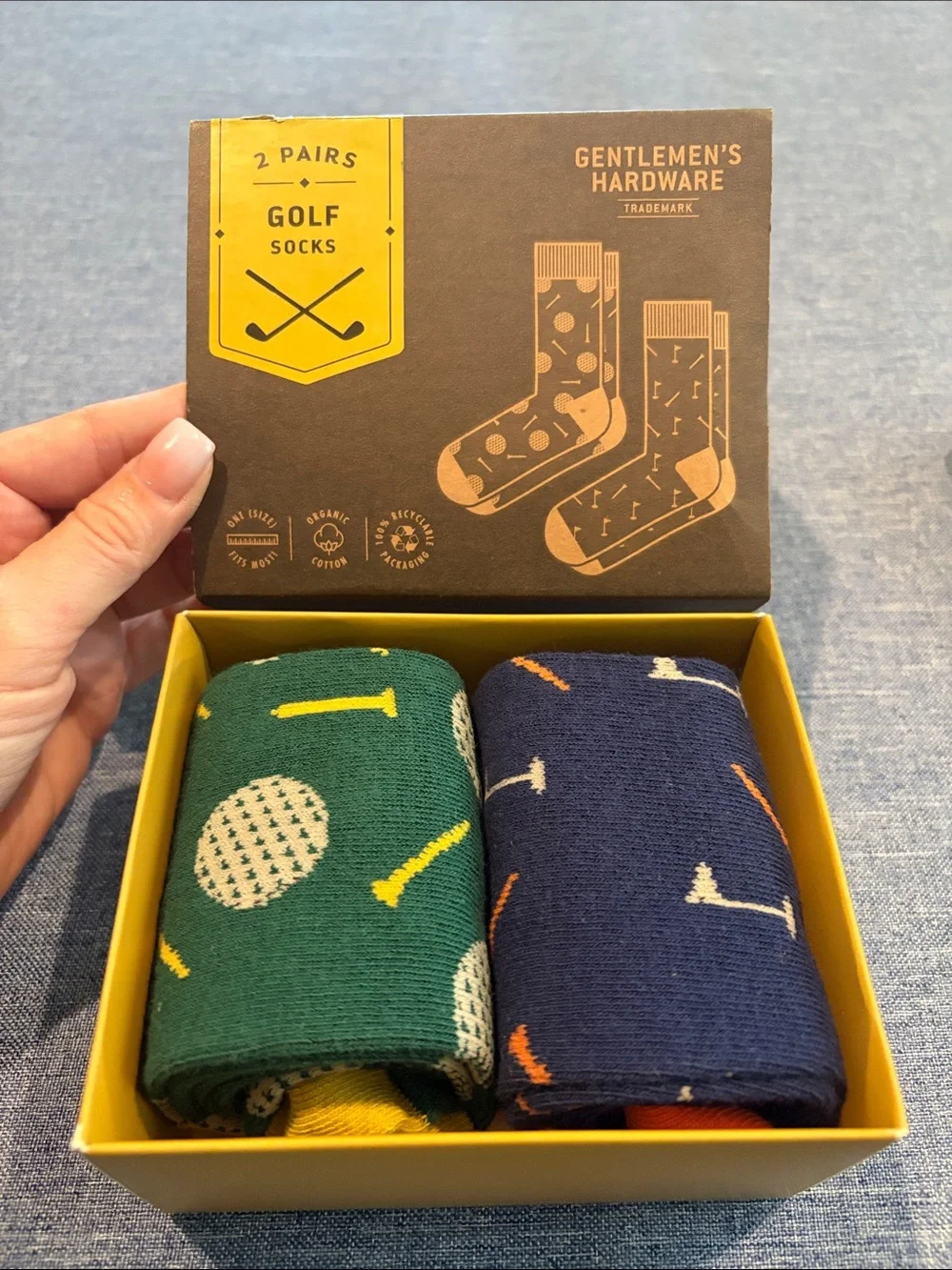Yellow Golf Socks Gift Set - 2 Pairs